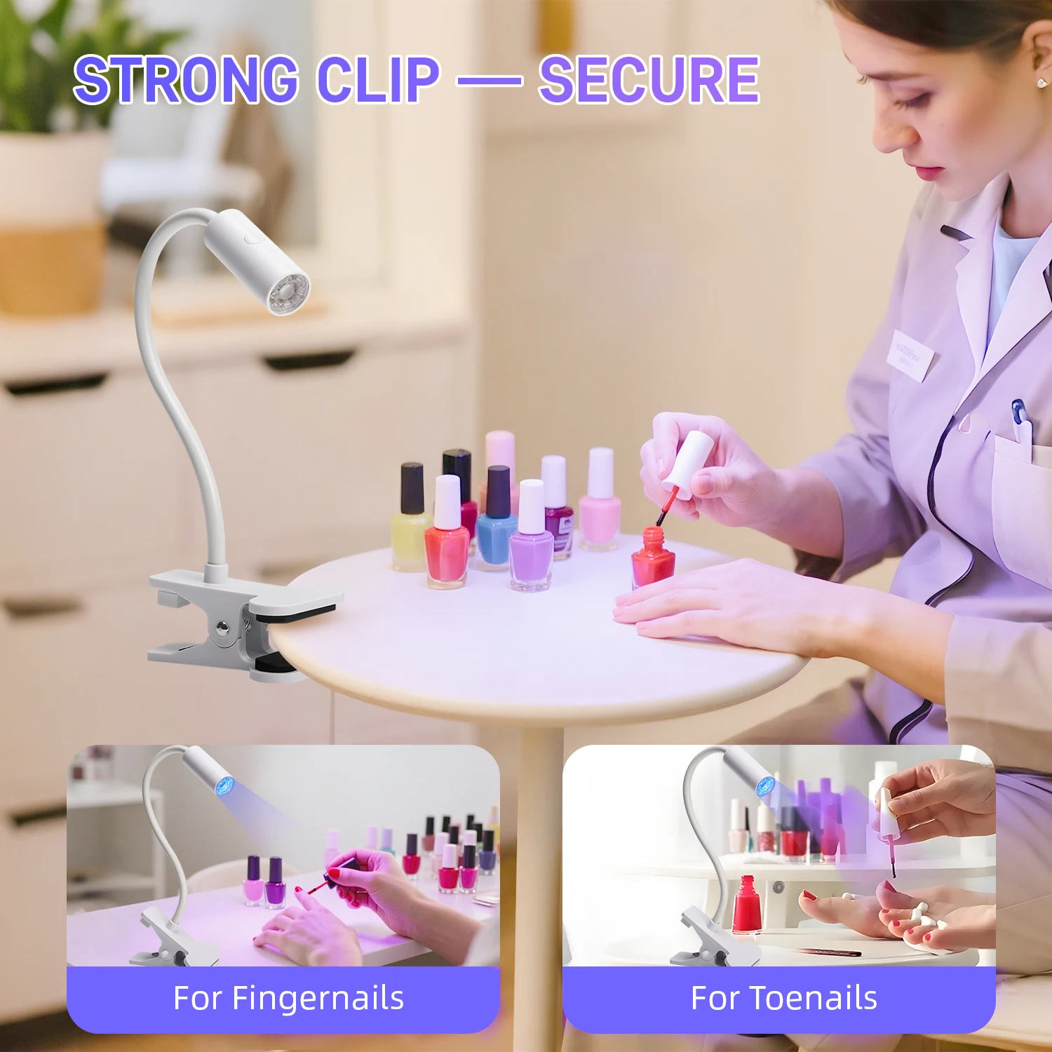 UV LED ライト高速ジェルネイルポリッシュ乾燥ランプ 360 柔軟なクリップオンデスククリップミニ USB ポータブルネイルドライヤーホームサロン用