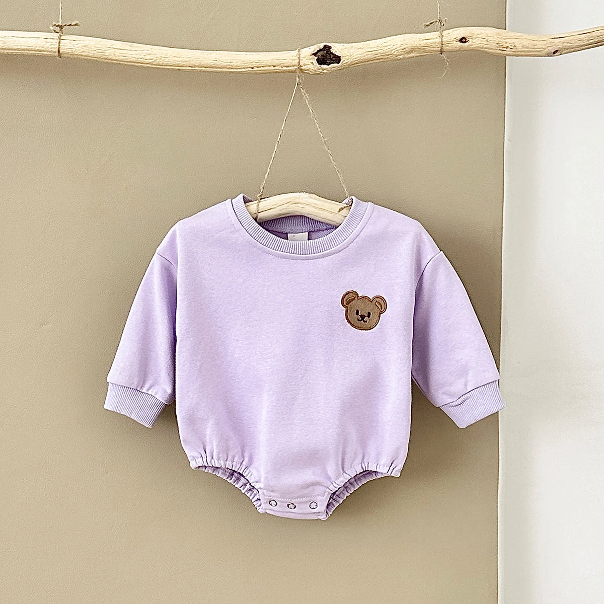 Baby Clothes Bubble Romper Long Sleeve Bear Sweatshirt Sweet Lavender Terry Cotton 0-2Y Newborn Boys Clothes Girls Bodysuits #6