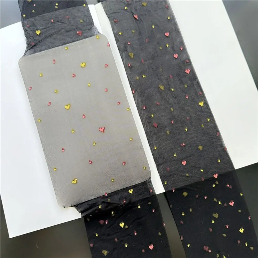 2Pcs Sweet Transparent Heart Long Tights Ultra-thin Lolita JK Style Colorful Dot Stockings Nylon Harajuku Leggings Women Summer