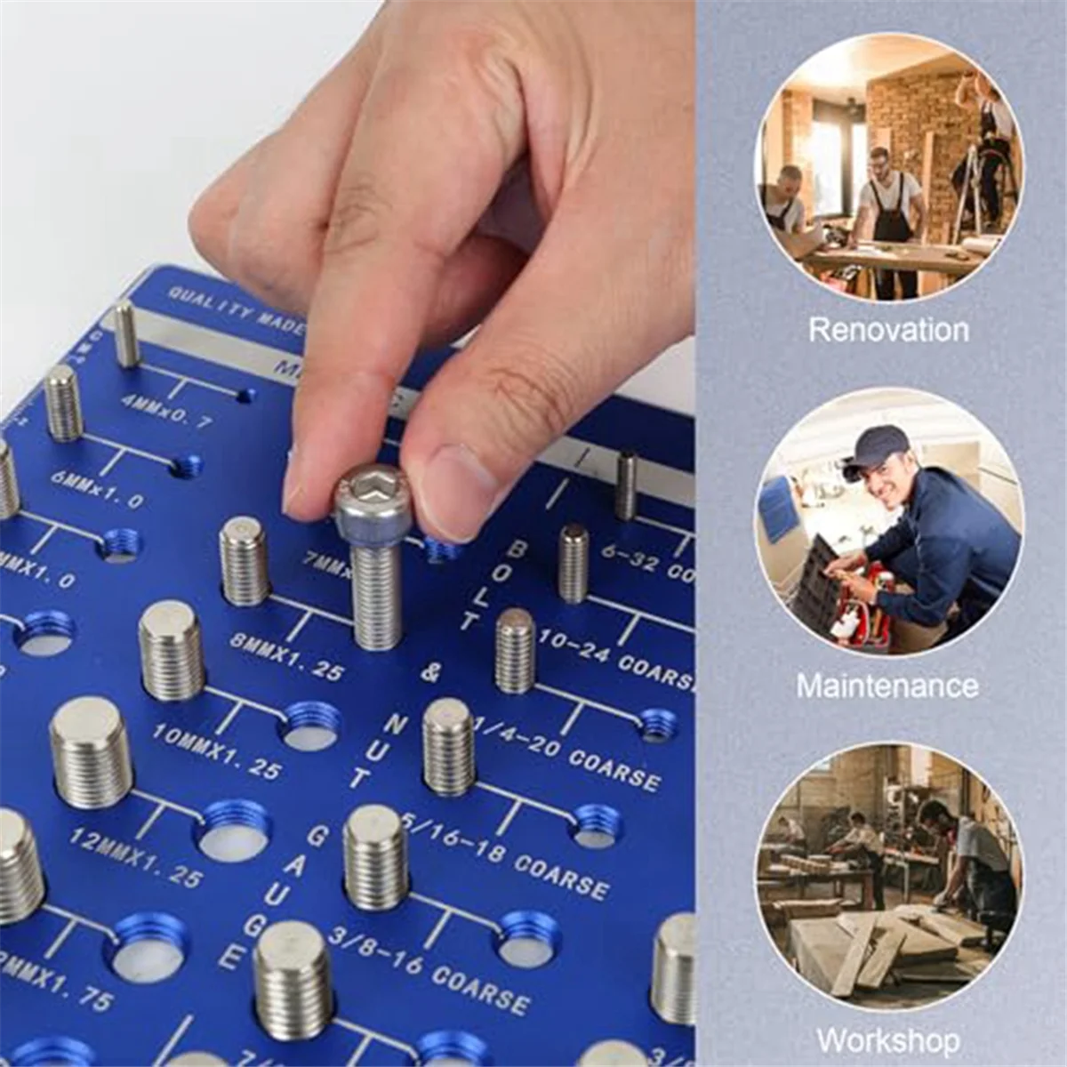 

New Square Thread Checker, Nut and Bolt Thread Checker, Bolt Size and Thread Identifier Gauge,Bolt and Nut Gauge (Blue)