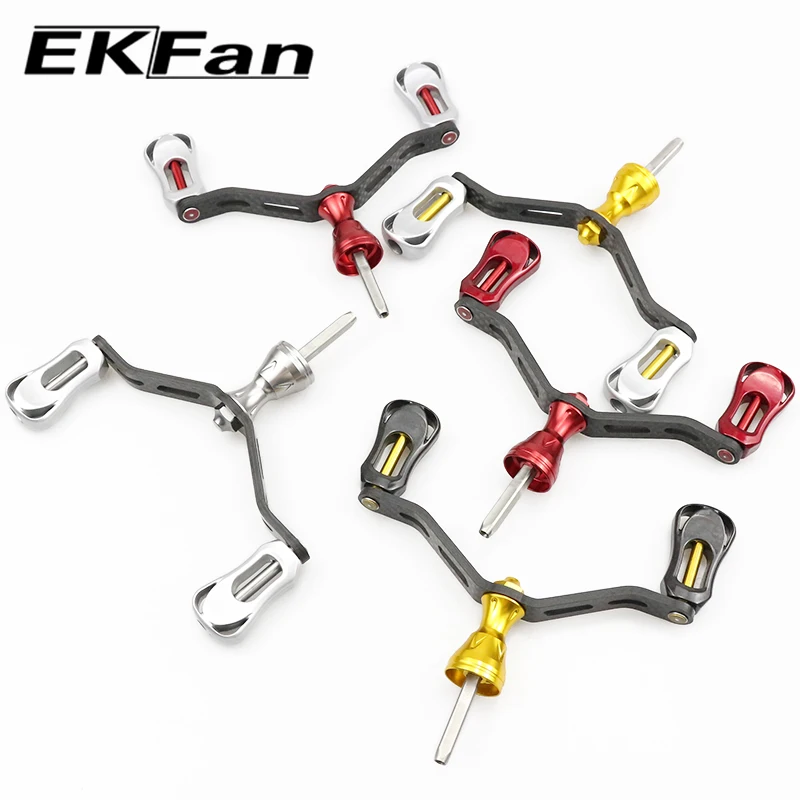 EKFan 115mm Carbon Fiber Lock-on Spinning Fishing Reel Handle for SHI Square Shaft Double Knob Fishing Gear Accessory