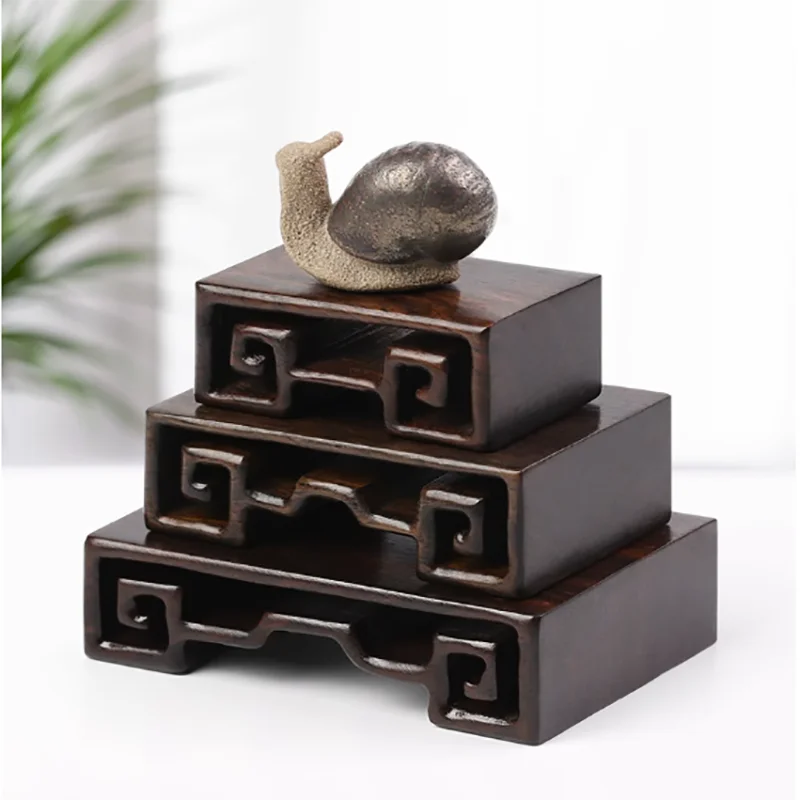 Buddha Statue Decoration Base, Black Sandalwood, Carving, Handicraft Bracket, Solid Wood, Rare Stone, Seal