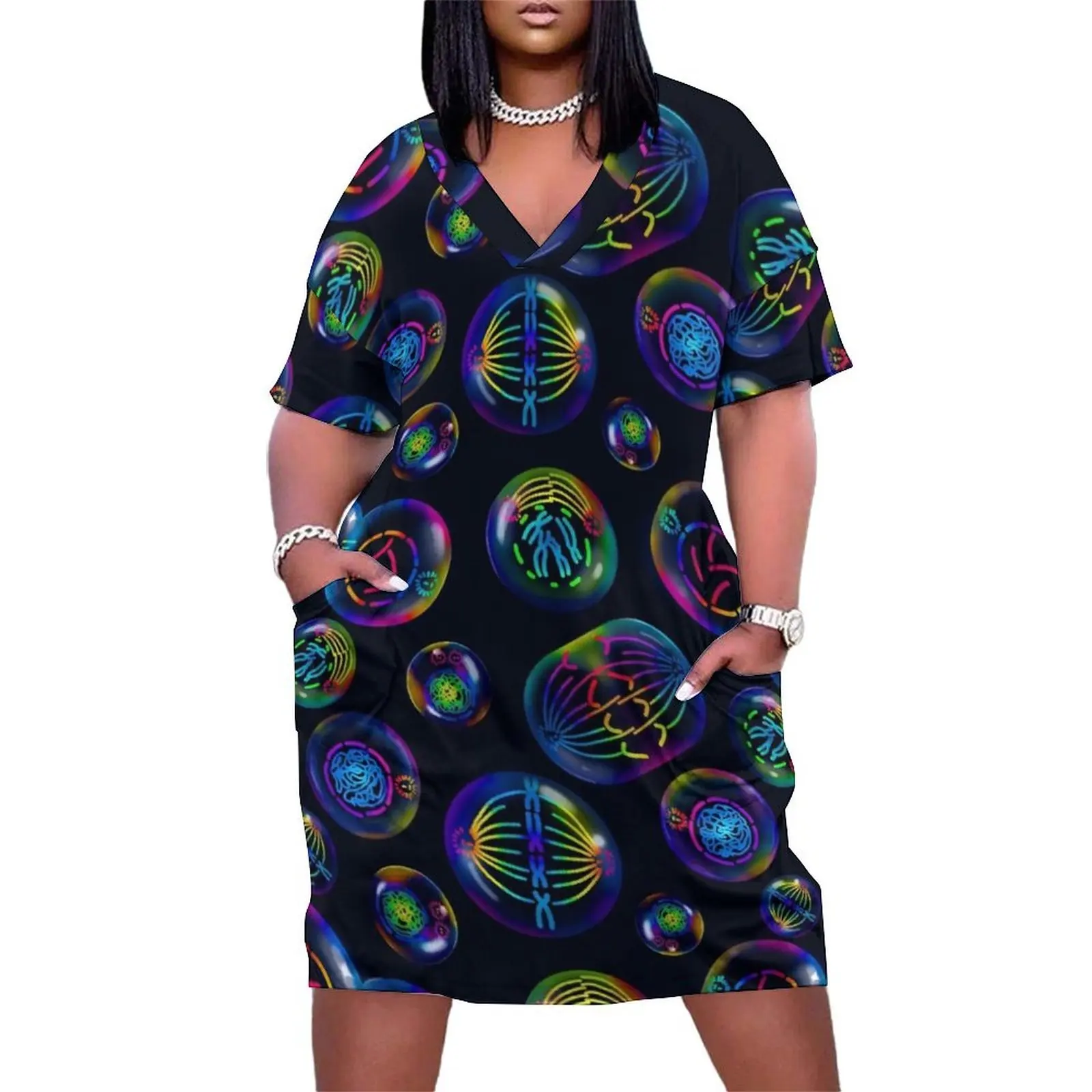 

Cell division pattern Loose Pocket Dress Women's dresses party dress women elegant luxury elegant women's sets Clothing female