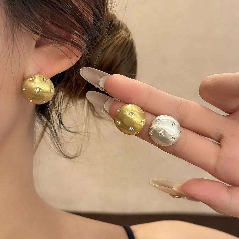 Punk Metal Geometric Stud Earrings Matte Textured Fashion Cool Jewelry for Women Girls Christmas Gift Choice