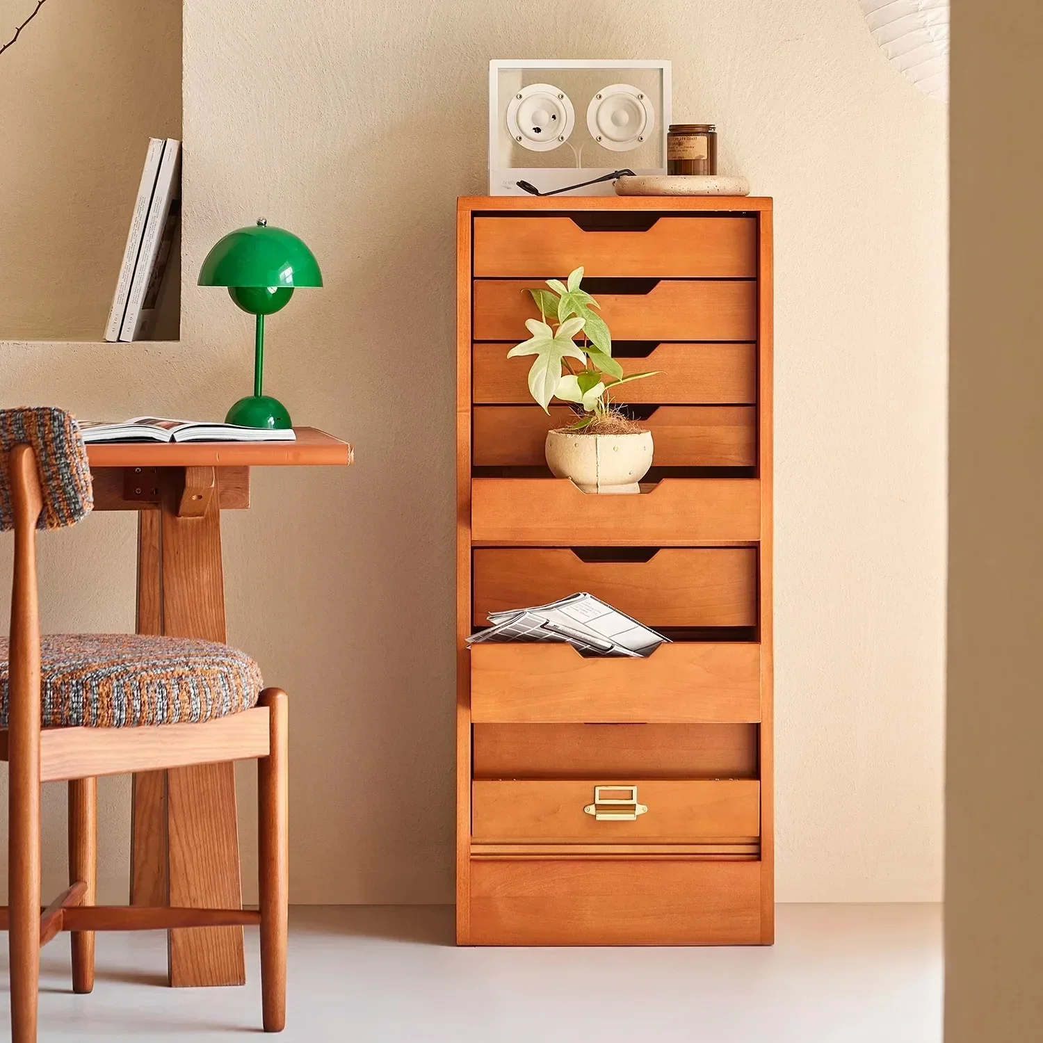 French retro chest, rolling shutter, file cabinet, studio storage storage cabinet, solid wood medium and ancient treasures