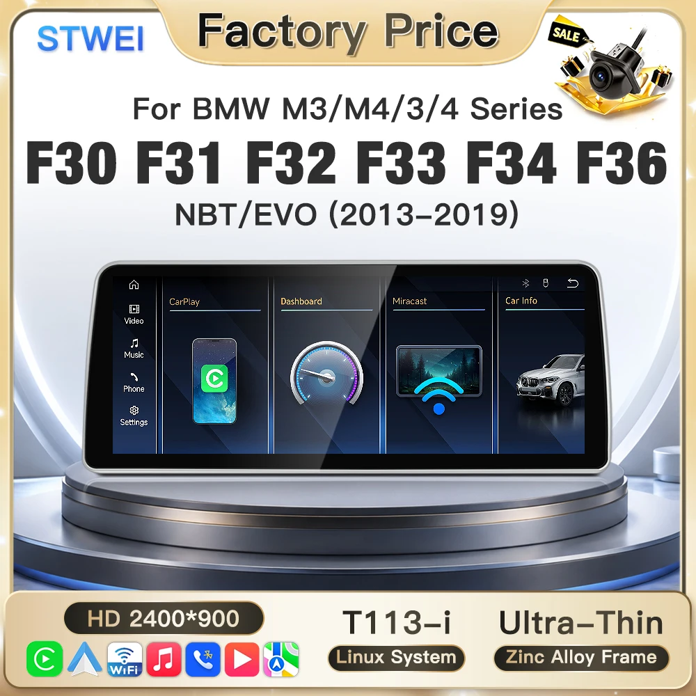STWEI 2026 Neues Linux 10,25 12,8 Zoll Slim-Display für BMW 3er 4er Serie F30 F31 F32 F33 F34 F36 M3 M4 Wireless CarPlay Auto-Multimedia