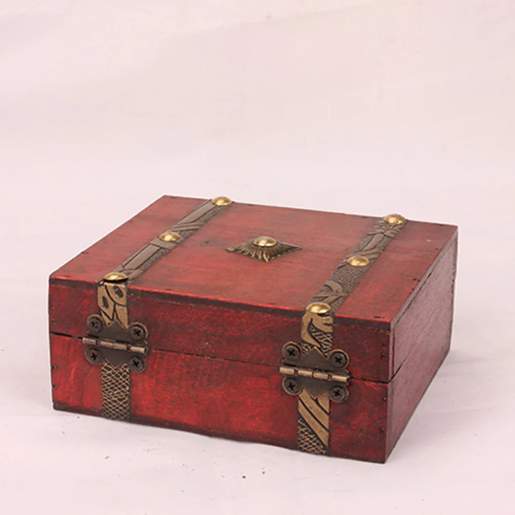 Retro Storage Box Jewelry Wood Wooden Lock Catch Organizers Vintage Gifts Container Sundries Organizer Storages Boxes