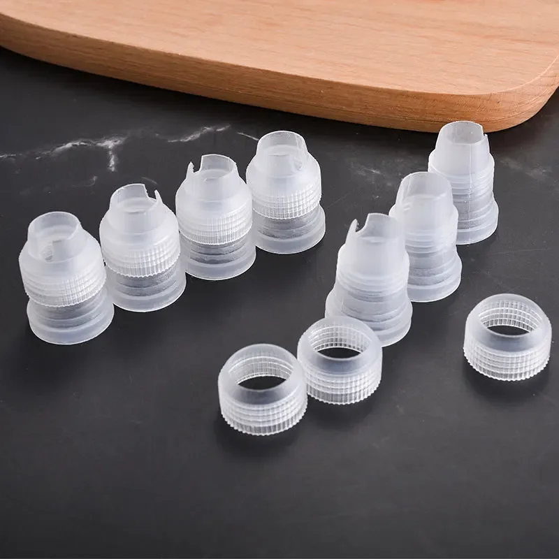 5pcs/10pcs Thicken Piping Bag Plastic Decorating Mouth Converter Pastry Tips Connector Nozzle Sets Kitchen Supplies Cooking Tool