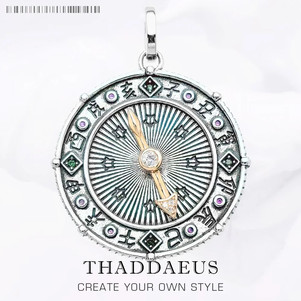 

Pendant Asian Sign Compass Fine Jewelry Europe 925 Sterling Silver Vintage Lucky Amulet Gift For Woman Men