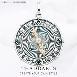 Pendant Asian Sign Compass Fine Jewelry Europe 925 Sterling Silver Vintage Lucky Amulet Gift For Woman Men