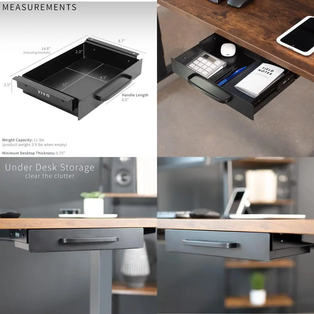 

Выдвижной ящик для стола 13 дюймов, органайзер для офисного стола, решение для хранения, черный