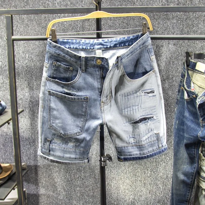 

Новинка летнего сезона: модные джинсовые шорты в американском ретро-стиле, спортивные, мужские, повседневные, свободные, высококачественные, больших размеров, 28-36