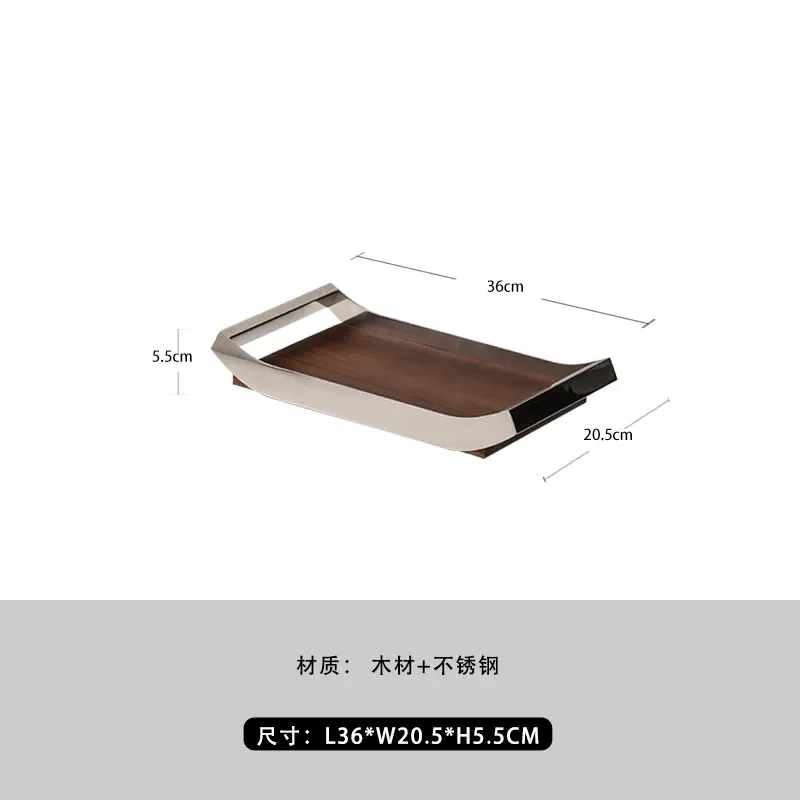 Rectangular wooden tray, tea cup, water cup, storage tray, home living room coffee table, fruit plate, bread, coffee, dinner