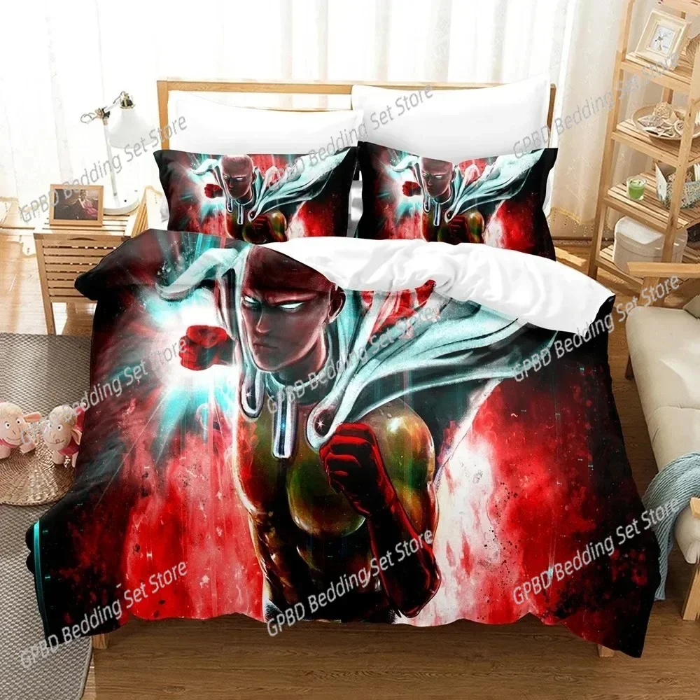 Anime One-Punch Man Saitama Bedding Set 3D Printed Suitable for Bedroom Duvet Cover Set With Pillowcases Kids Home Textile