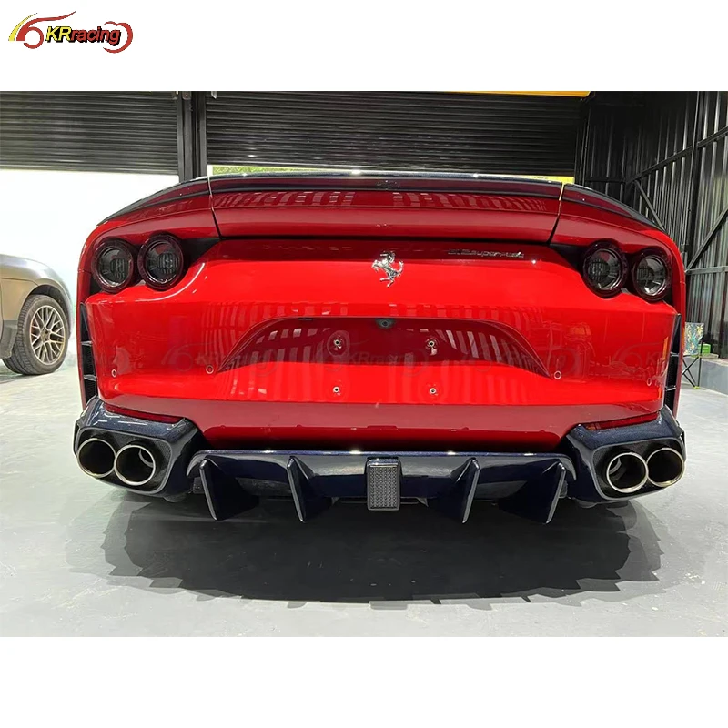 

MSY Style Dry Carbon Fiber 3 Parts Set With LED Brake Light Replacement Rear Diffuser For Ferrari 812 2017-2022