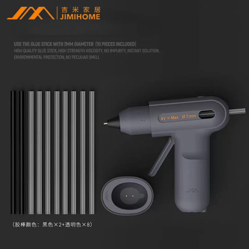 New JIMIHOME Cordless Lithium-ion Hot Melt Glue Gun Rechargeable Wireless Home Industrial Gun with 10pcs Hot Melt Glue Sticks