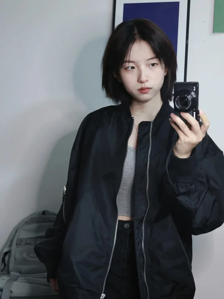 Kurtki baseballowe z literą M damskie codzienne młodzieżowe odporne na plamy puchowe zapinane na zamek odzież sportowa uniform baseballowy imitacja dwuczęściowej letniej odzieży Y2K