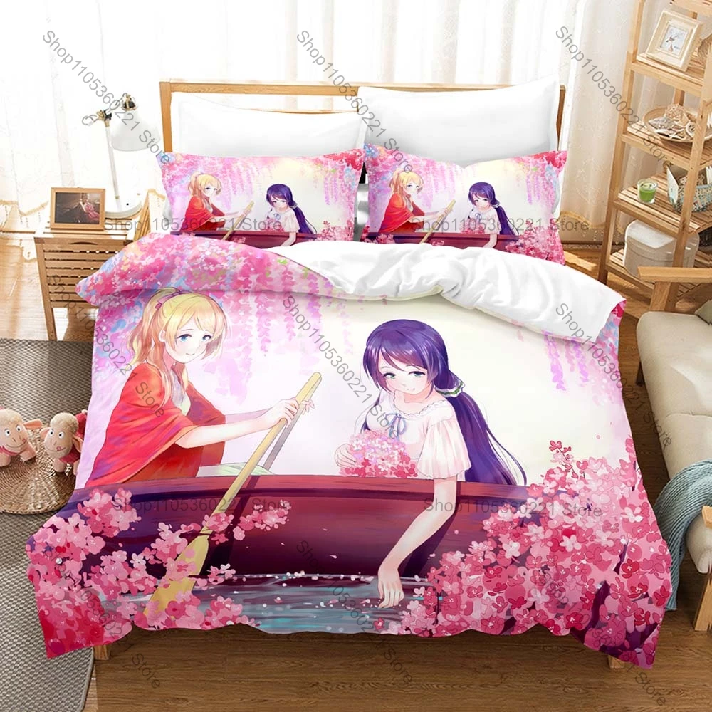Lovely Eli Ayase Nozomi Tojo Group Character Collage Poster Duvet Cover Set For LoveLive Idol Collectors