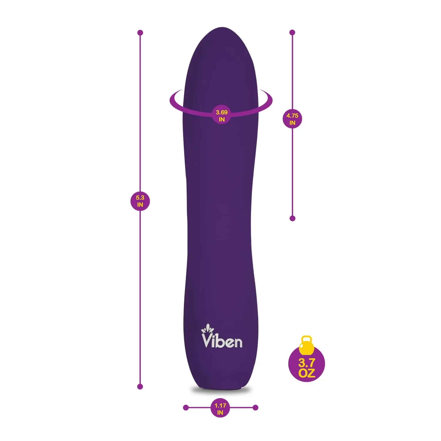 Vibrador Viben Vivacious Bullet para Adultos, 10 Função Power Bullet, Premium Silicone Rumble Motor, USB recarregável, à prova d'água