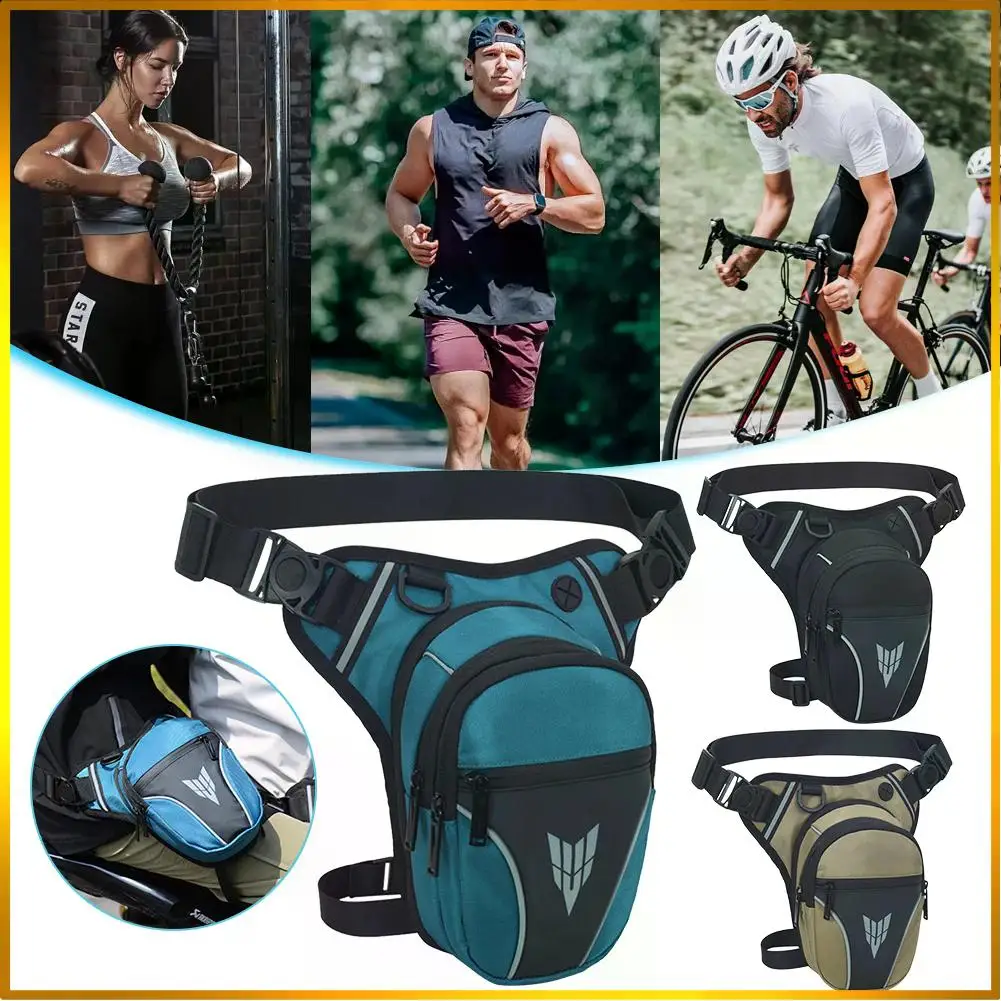 

Мужская мотоциклетная боковая сумка для ног со светоотражающей полосой, водонепроницаемая мотоциклетная сумка на бедро, большая вместительная повседневная спортивная сумка
