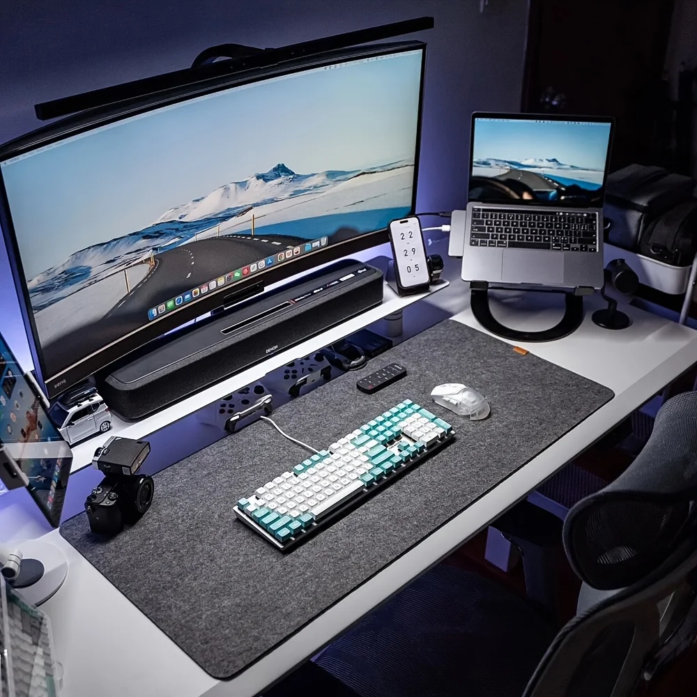 80x40 cm Simple Wool Felt Large XXL Computer Desk Mat Soft Breathable Laptop Anti-Slip Mats Gamer Mouse Pad Simple and Comfortab
