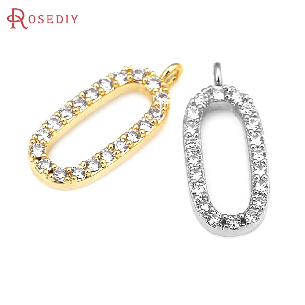 4PCS 18K Gold Color Brass Zircon Oval Shape Charms Pendants Necklace Earrings Diy Jewelry Accessories Rosediy official-website