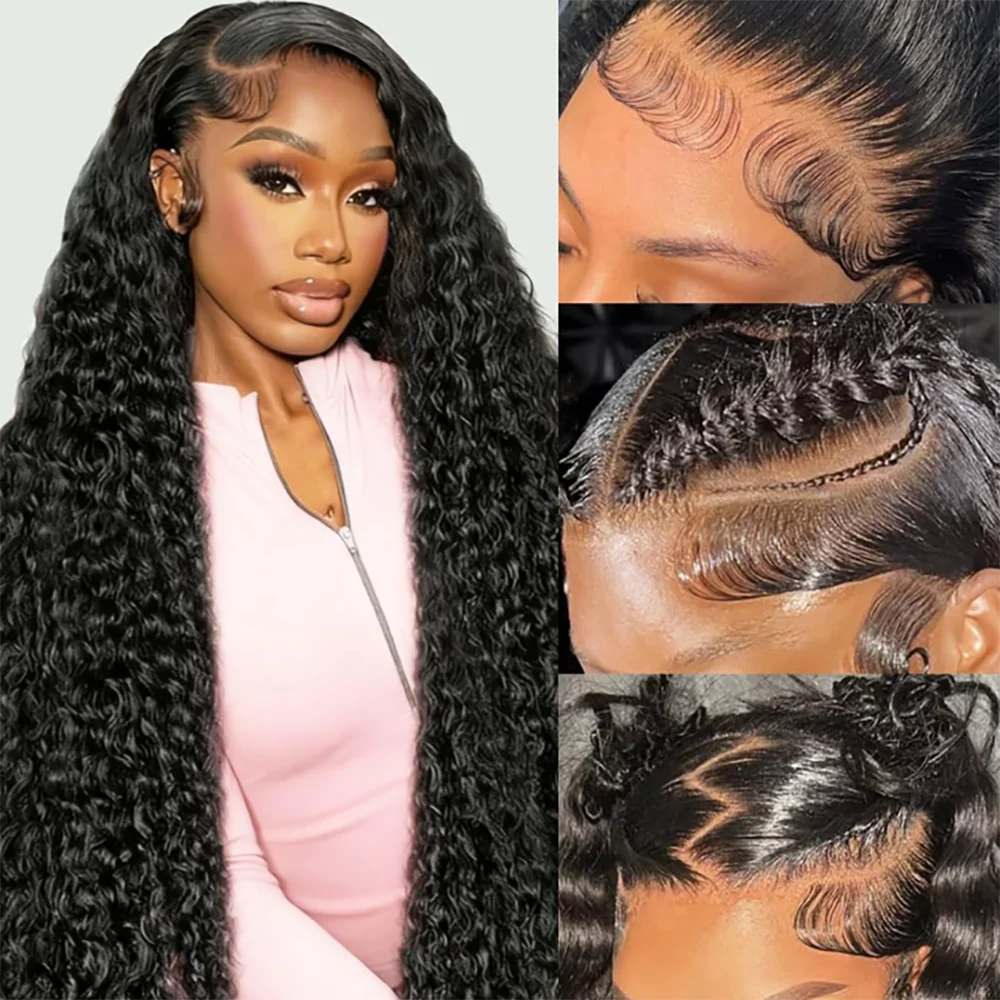 30-40 Zoll Glueless Echthaarperücke 13x4 Lockige Deep Wave Glueless Closure Perücke Brasilianische 13x6 HD Lace Frontal Echthaarperücken