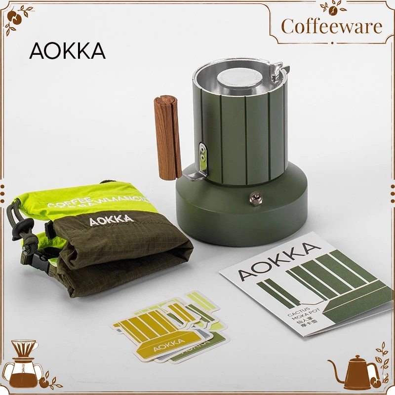AOKKA Double Valve Moka Pot Cactus Coffee Maker Portable Coffee Brewing Tool For Home Outdoor Camping Use