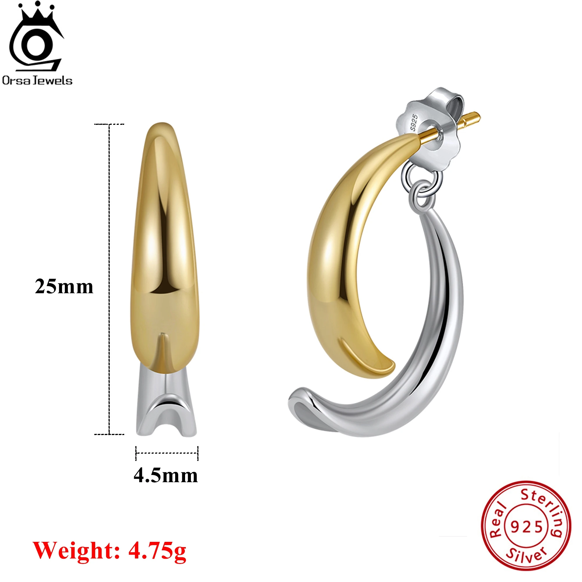 

ORSA JEWELS Великолепные серьги-гвоздики из стерлингового серебра 925 пробы, простой стиль, идеально подходят для элегантности и очарования любого наряда GAE15
