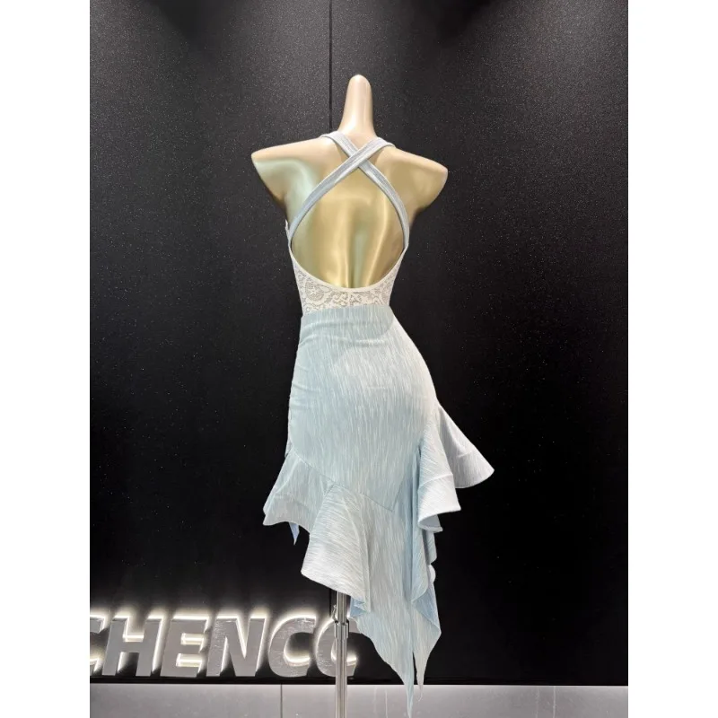 Robe de danse latine personnalisée, tenue d'entraînement haut de gamme, grande jupe professionnelle pour femmes adultes, nouvelle collection