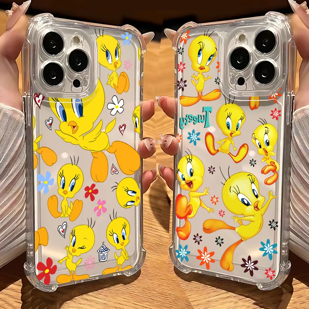 Cartoon T-Tweetys Bird Piolins Phone Case For Samsung A16 A06 A55 A35 A25 A15 A05 A54 A34 A24 A14 A04 A13 A53 A33 Clear TPU Back