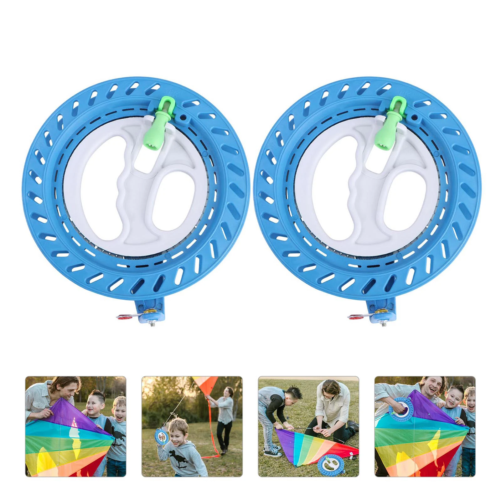 Bobine de ligne de cerf-volant portative en plastique ABS de 18Cm, verrouillable avec poignée ergonomique pour outils de vol en plein air, rouge et bleu, 2 pièces