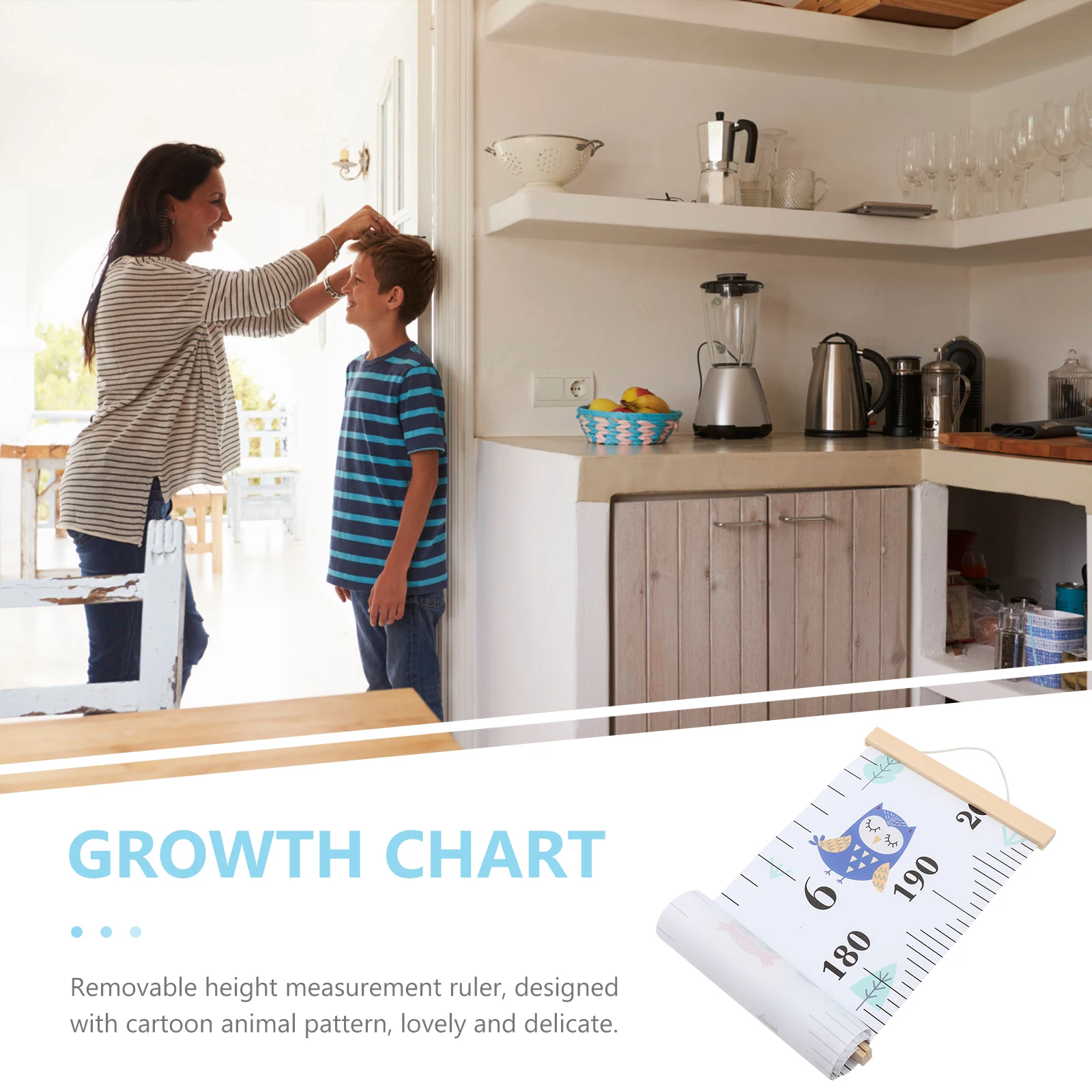 

Height Sticker Kids Wall Decor Growth Chart for Children Room Solid Wood Measuring Ruler Cartoon Animal Pattern Wall Art Bedroom