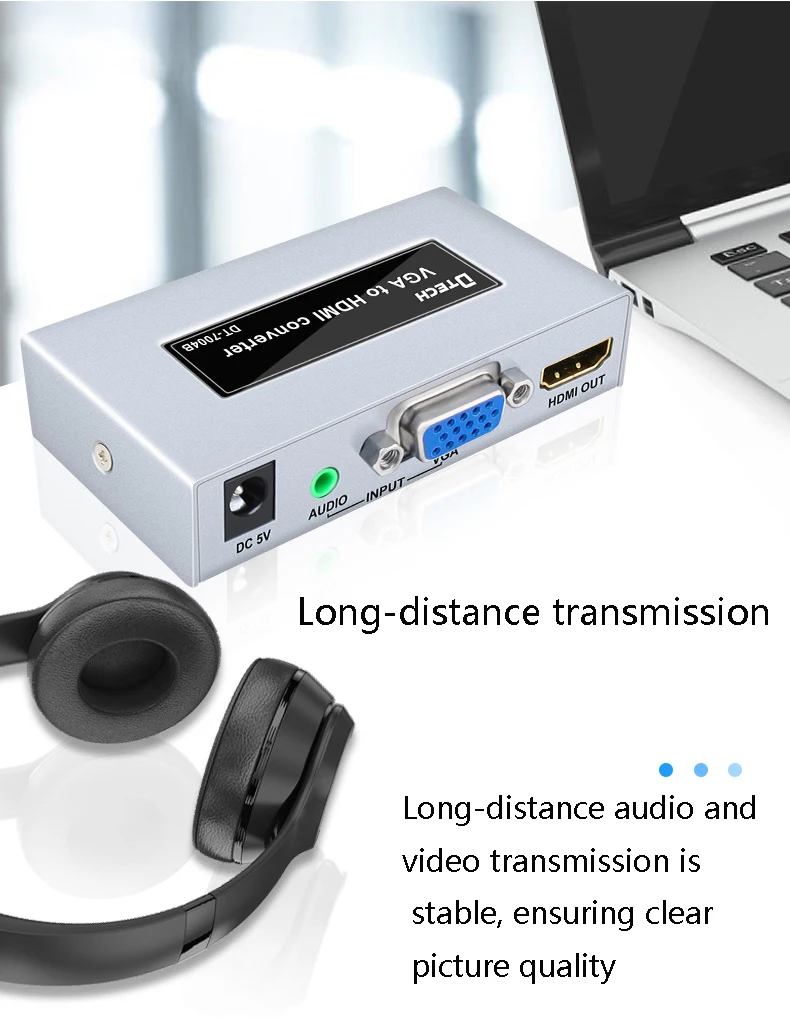 DTECH adaptateur VGA vers HDMI 1080p Transmission Audio et vidéo convertisseur VGA vers HDMI pour ordinateur de bureau ordinateur portable boîte intelligente