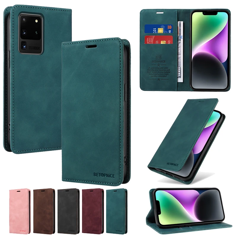Flip Cover Card Slot Holder Magnetic Cover For Samsung Galaxy S22 S21 S20 FE S10 S9 S8 Plus Ultra Pro 5G Leather Wallet Cases