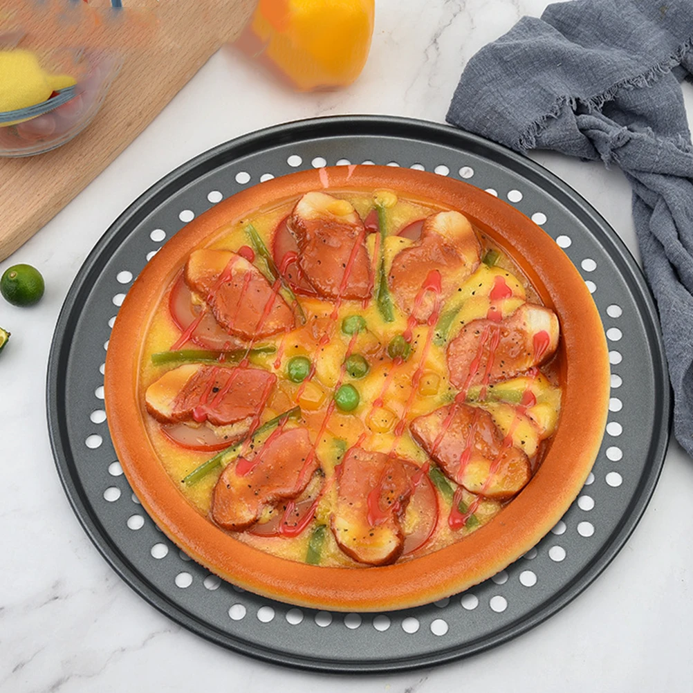 

Non stick Pizza Pans Baking Tray Stainless Steel Metal Dark Grey Easily Demoulding Good Thermal Conductivity Practical Home Use