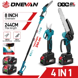 ONEVAN 4IN1 Brushless Telescoping Pole Electric Chainsaw 8 inch High Branch Scissor Garden Power Tool For Makita 18V Battery Pin