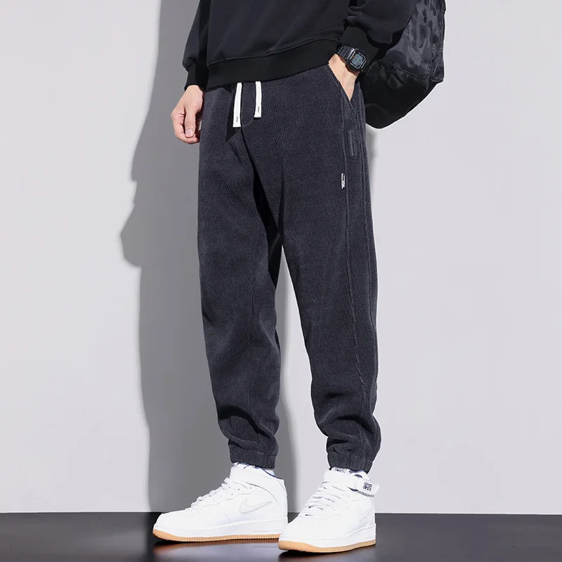 Men Baggy Pants Corduroy Sweatpants Fashion Streetwear Clothes Autumn Winter Trousers Loose Casual Fleece Plus Size 5XL Pants