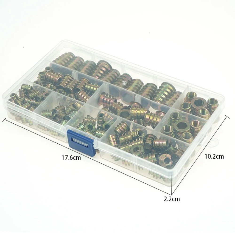 140PCS Trapezoidal Nuts with T-shaped Inner Outer Teeth M4 M8 Zinc Alloy T-shaped Embedded Nuts Specially Embedded for Furniture