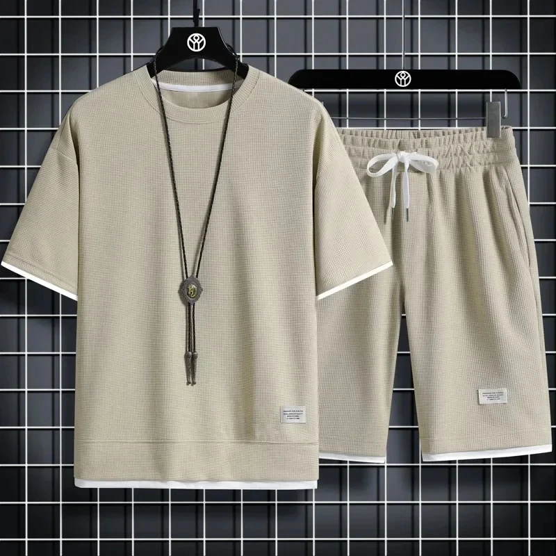 

Summer Men's Sets Fashion Korean Tracksuit Men Short Sleeve T Shirts+Sport Shorts Suit Men Casual Men Clothing Mens Joggers Sets