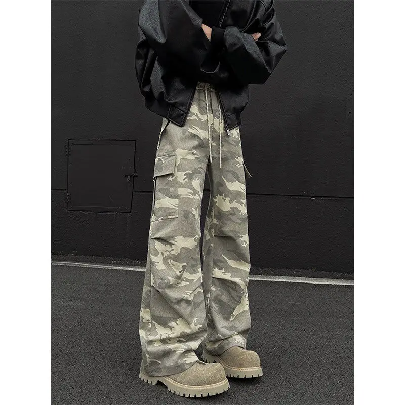 

Cleanfit Men's Casual Camouflage Work Pants Spring Autumn Straight Leg Multi-ket Design Wrinkle-L Cotton Trousers