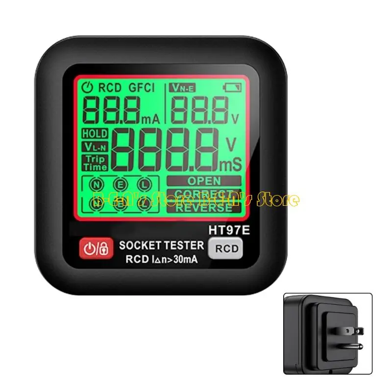 Y1AD Large Digital Outlet Socket Checker with Data Hold Ground Protections Detection