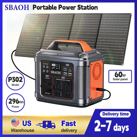 300W 296Wh Portable Power Station with Solar Panel, 80,000mAh