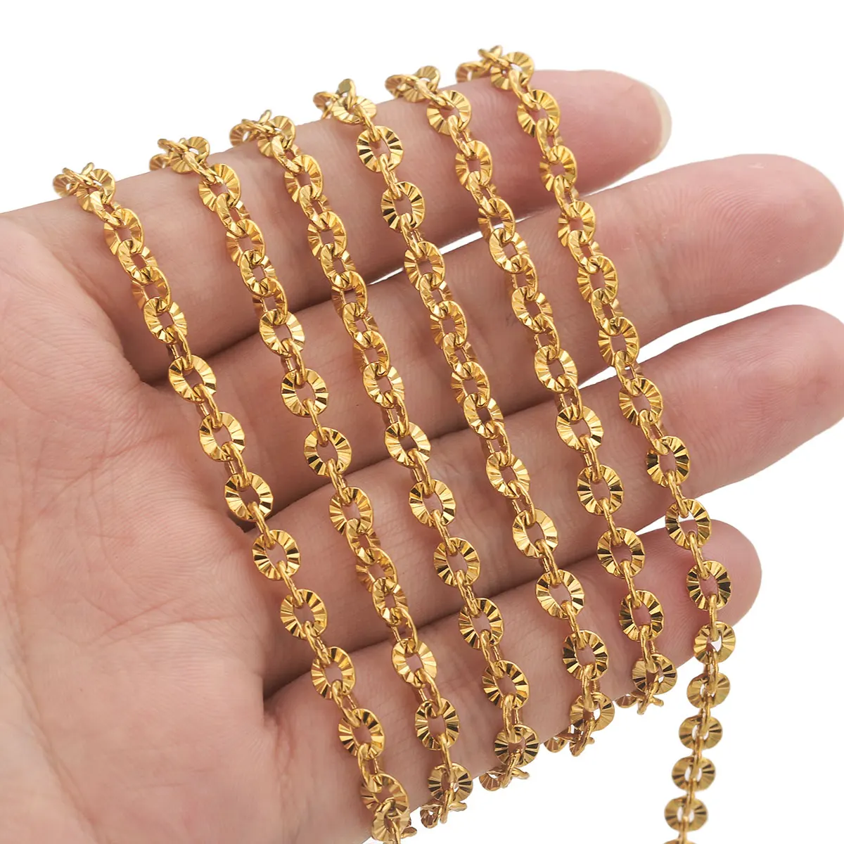 2m Lot Stainless Steel O Shape Oval Chain Cross Plated Gold Chains Link Roll for Jewelry Making DIY Necklace Bracelet Supplies image 4