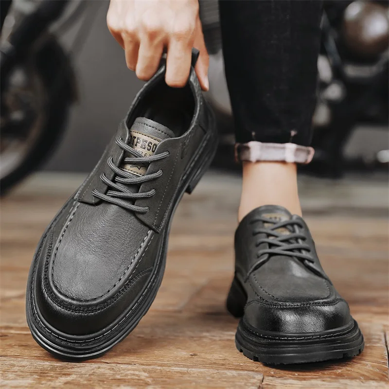 

Men Business Leather Shoes Autumn Luxury High Quality Comfortable Black Office Casual Men Shoe Non-Slip Thick Soles Casual Shoes