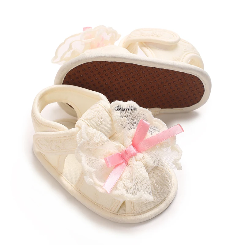 Summer girl baby sandals 0-1 year old baby walking shoes sweet princess shoes breathable toe wrap non slip soft sole