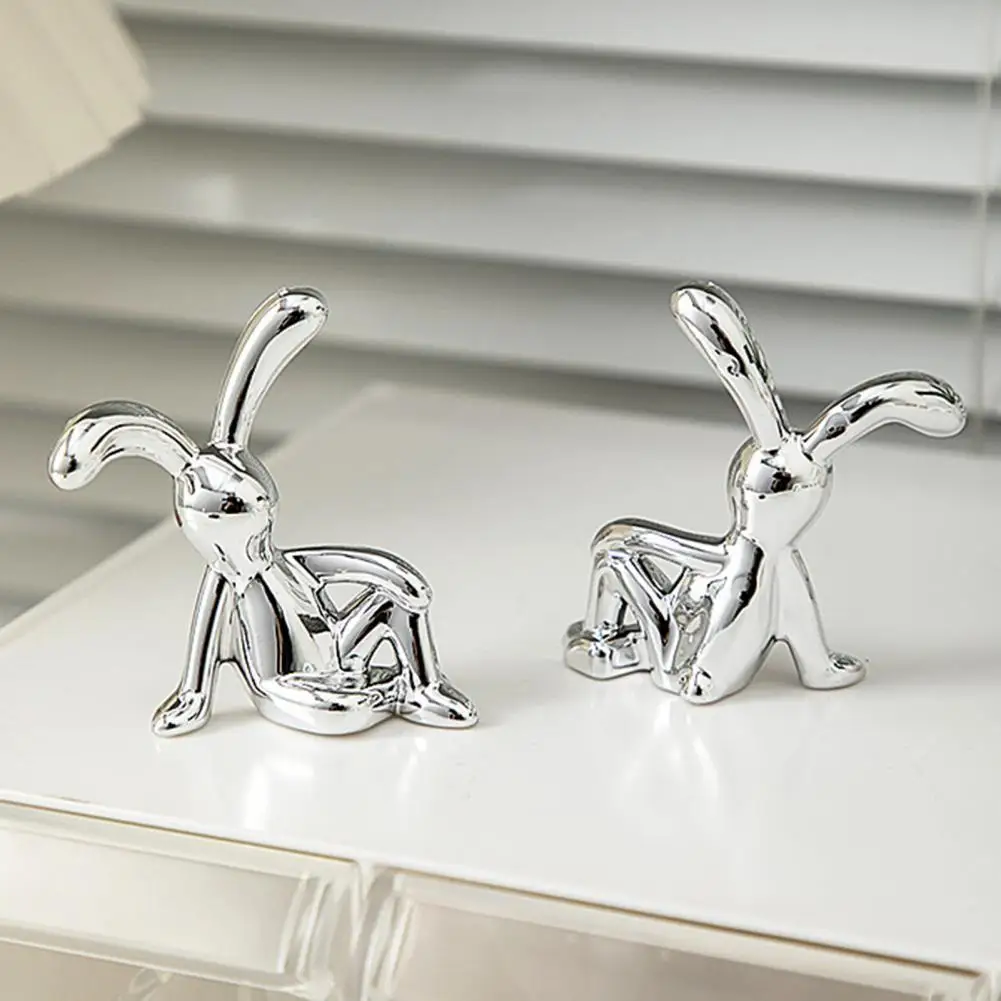 Rabbit Ornament Car Dashboard Bunny Figurine Adorable Long Ear Bunny Figurines Uv Electroplated Sitting Rabbit Models for Car