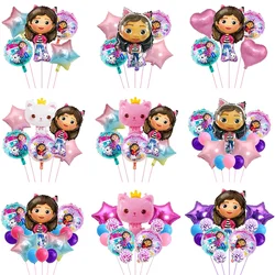 Gabby Dollhouse Cats Number Balloon Children's Birthday Party Decoration Latex Aluminum Balloons Girl Gabby's Doll Balloon Set