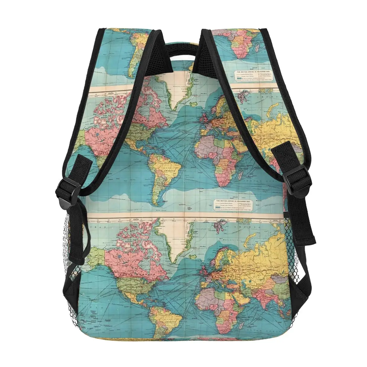 Vintage Blue Rainbow Historical World Map Backpacks Boys Girls Bookbag Students School Bags Cartoon Laptop Rucksack Shoulder Bag