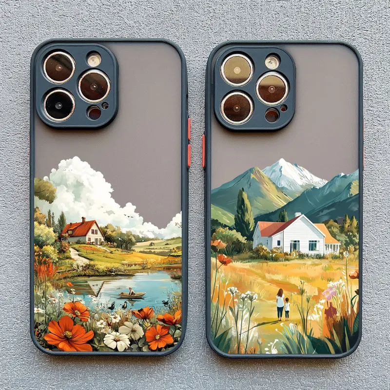 

Countryside Scenery Painting Stylish Phone Case For iPhone 17 Pro Max 15 14 13 12 11 Pro Max Mini 16 Pro Max Plus Back Covers
